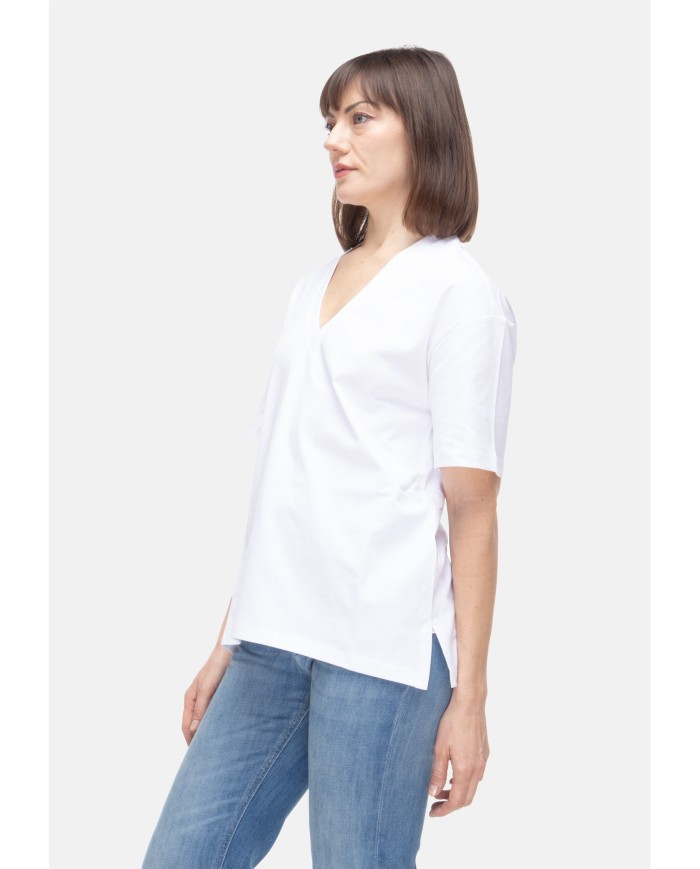 SEMI COUTURE T-shirt donna scollo v bianca