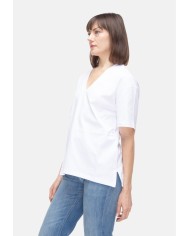 SEMI COUTURE T-shirt donna scollo v bianca