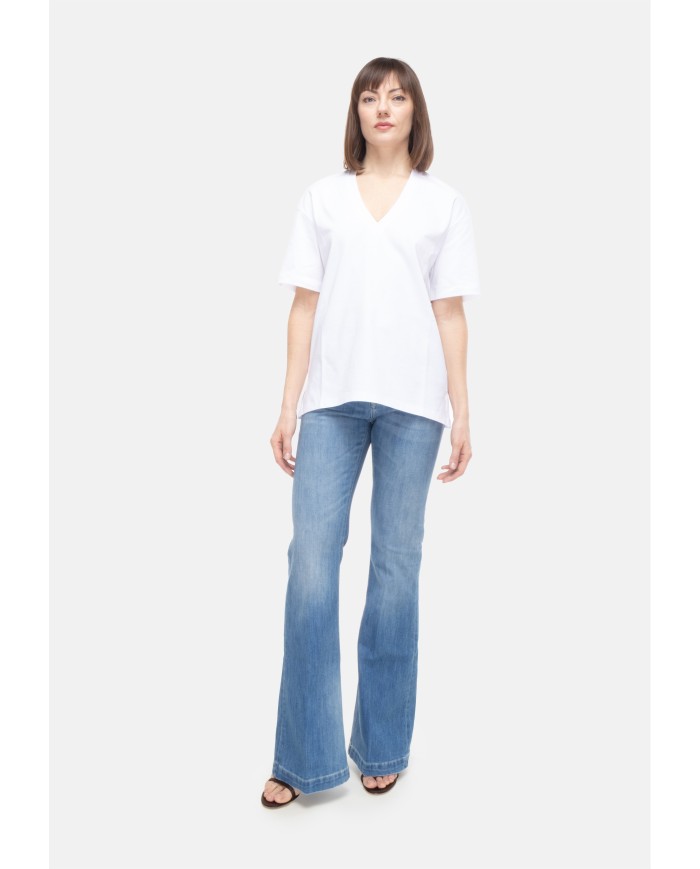 SEMI COUTURE T-shirt donna scollo v bianca