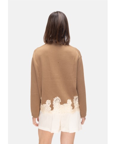 SEMI COUTURE Maglia donna pizzo beige