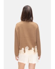 SEMI COUTURE Maglia donna pizzo beige