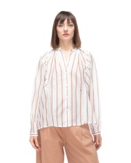 SEMI COUTURE Camicia over donna a righe bianca beige