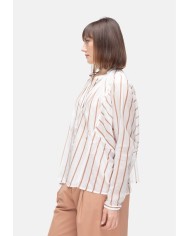 SEMI COUTURE Camicia over donna a righe bianca beige
