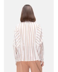 SEMI COUTURE Camicia over donna a righe bianca beige