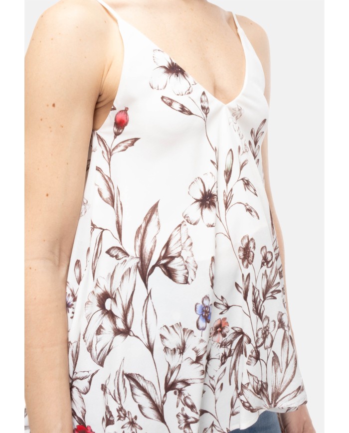 SEMI COUTURE Top donna fantasia fiori Avorio