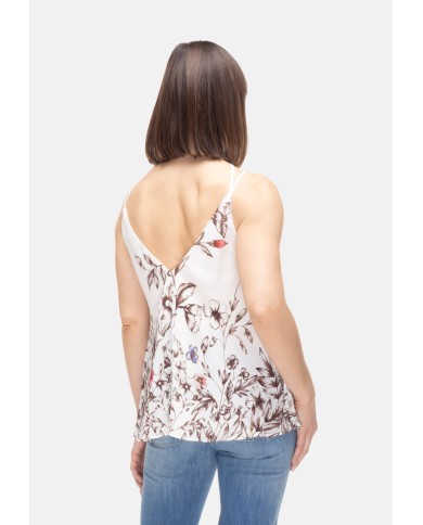 SEMI COUTURE Top donna fantasia fiori Avorio