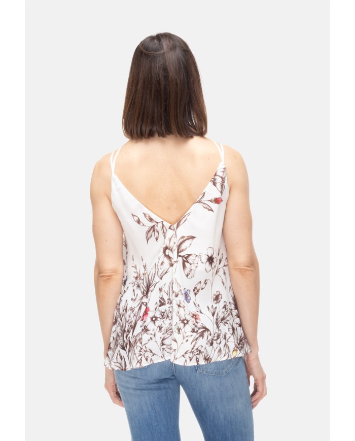 SEMI COUTURE Top donna fantasia fiori Avorio