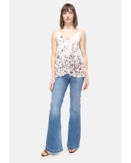SEMI COUTURE Top donna fantasia fiori Avorio