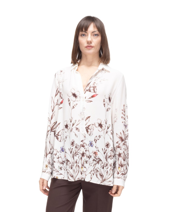 SEMI COUTURE Camicia lunga donna fantasia Avorio
