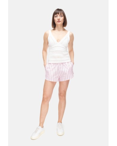 A PAPER KID Shorts donna a righe rosa