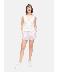 A PAPER KID Shorts donna a righe rosa