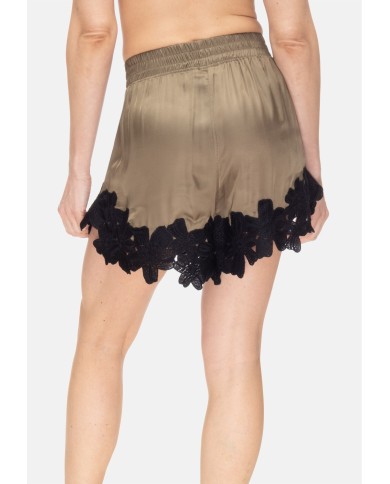 A PAPER KID Shorts donna con pizzo Verde militare