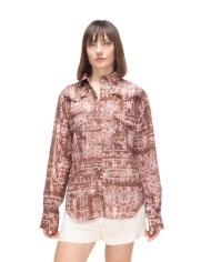A PAPER KID Camicia donna con strass Marrone