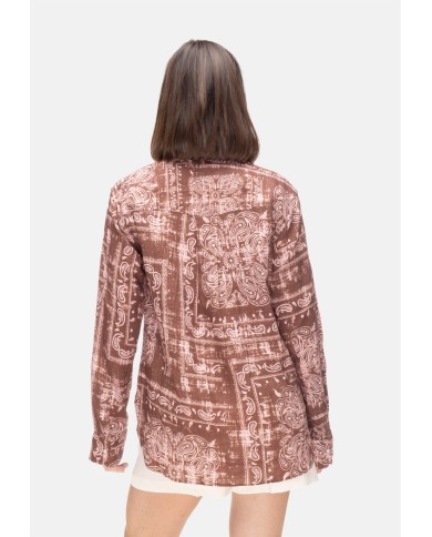A PAPER KID Camicia donna con strass Marrone