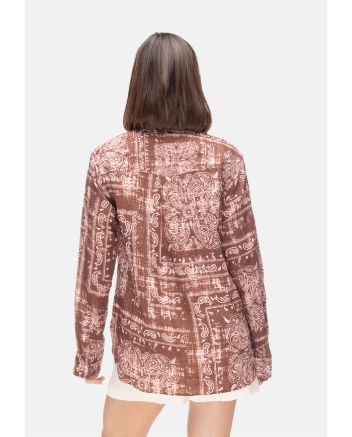 A PAPER KID Camicia donna con strass Marrone