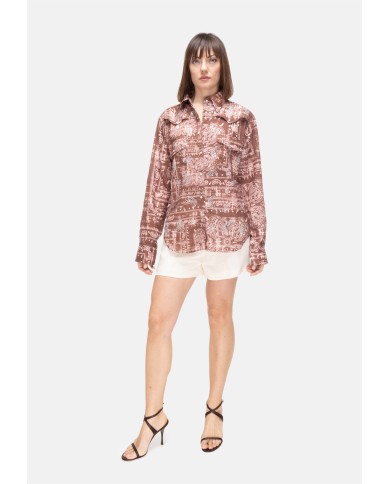 A PAPER KID Camicia donna con strass Marrone