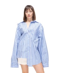 A PAPER KID Camicia over donna a righe Celeste