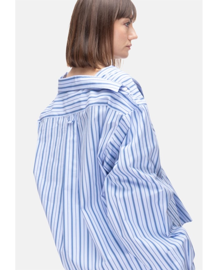 A PAPER KID Camicia over donna a righe Celeste