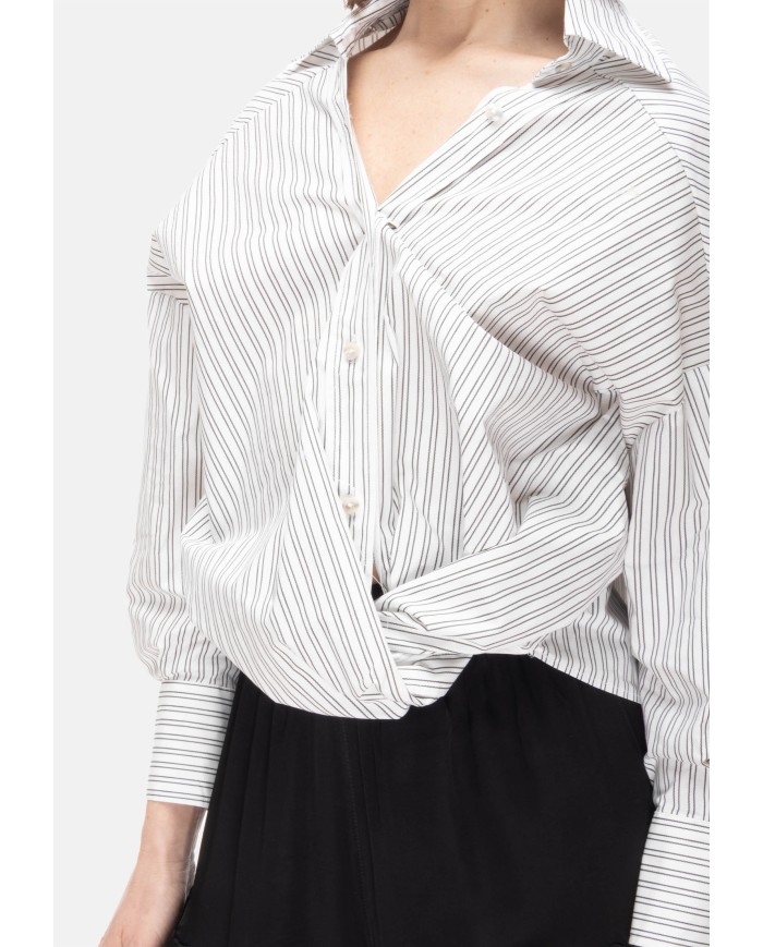 A PAPER KID Camicia over donna rigata bianco nero