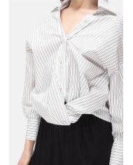 A PAPER KID Camicia over donna rigata bianco nero
