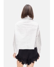 A PAPER KID Camicia over donna rigata bianco nero