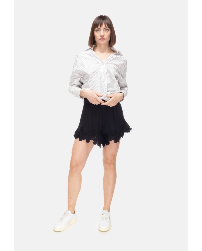 A PAPER KID Camicia over donna rigata bianco nero