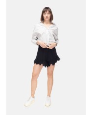 A PAPER KID Camicia over donna rigata bianco nero