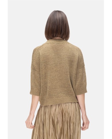 ROBERTO COLLINA Maglia donna scollo V Verde militare