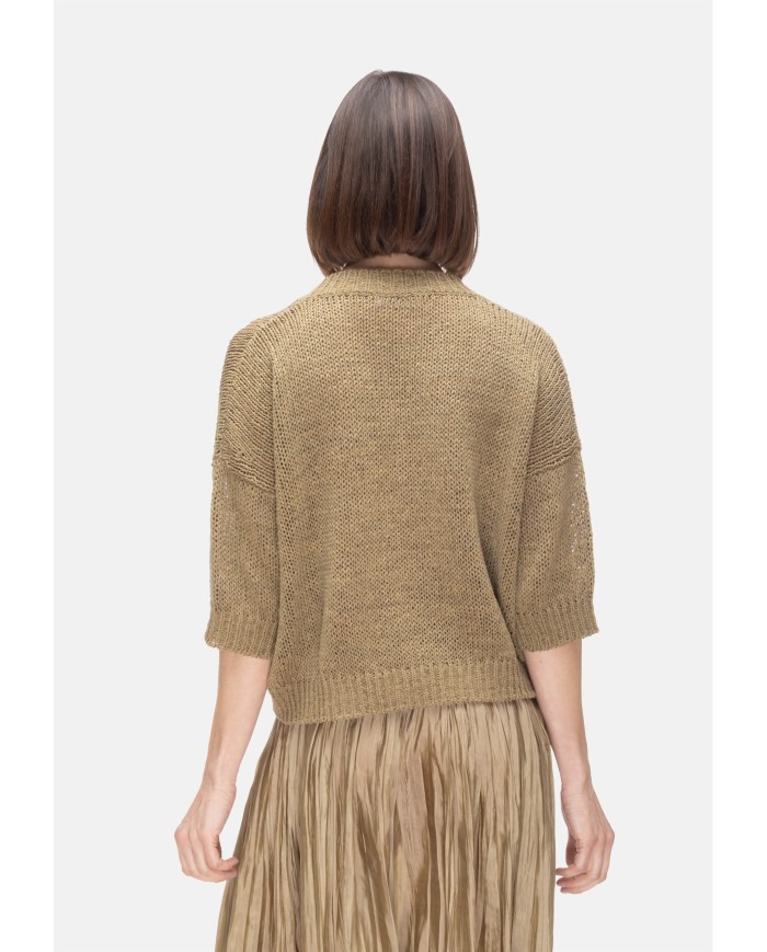 ROBERTO COLLINA Maglia donna scollo V Verde militare