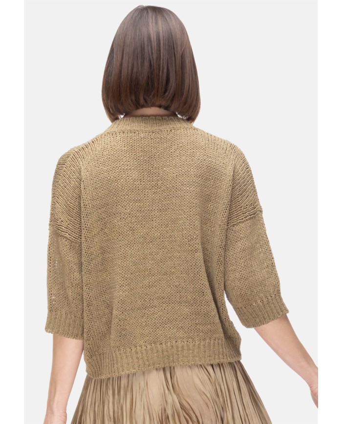 ROBERTO COLLINA Maglia donna scollo V Verde militare