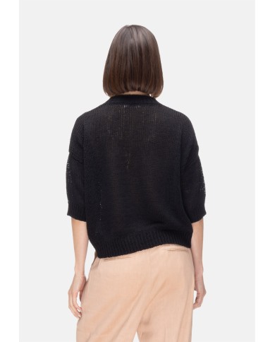 ROBERTO COLLINA Maglia donna scollo V Nera