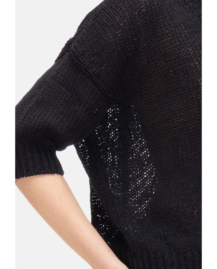 ROBERTO COLLINA Maglia donna scollo V Nera