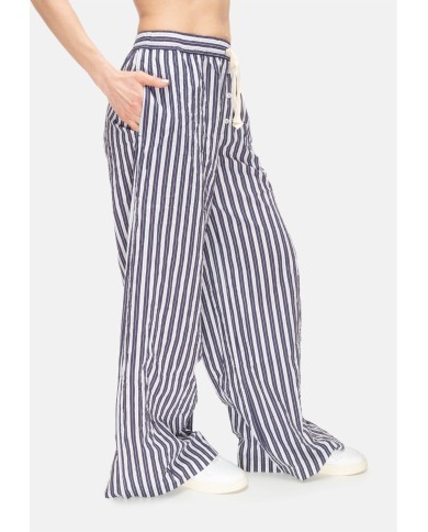 ROBERTO COLLINA Pantaloni donna over righe blu