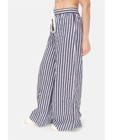 ROBERTO COLLINA Pantaloni donna over righe blu