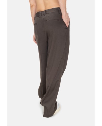 ROBERTO COLLINA Pantaloni donna in lino marrone