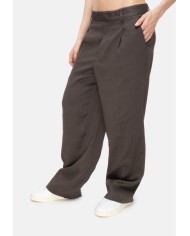ROBERTO COLLINA Pantaloni donna in lino marrone