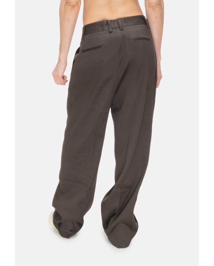 ROBERTO COLLINA Pantaloni donna in lino marrone