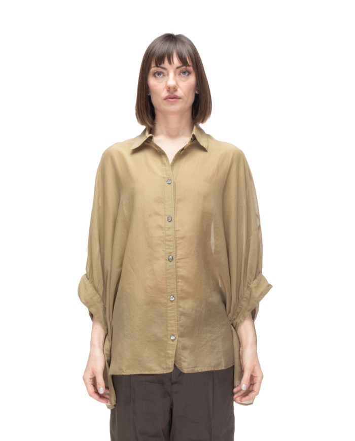 ROBERTO COLLINA Camicia donna oversize Verde militare