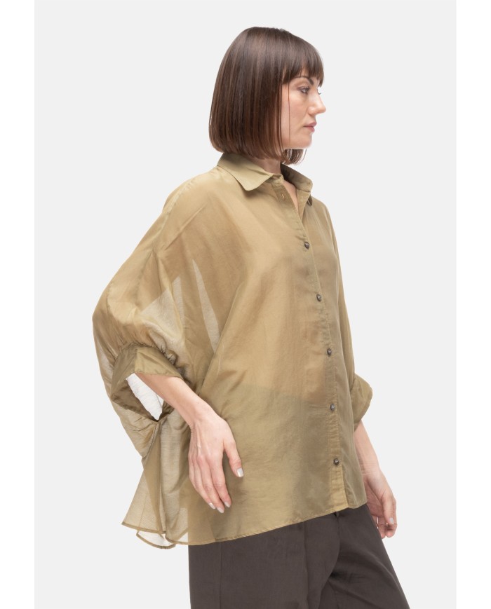 ROBERTO COLLINA Camicia donna oversize Verde militare