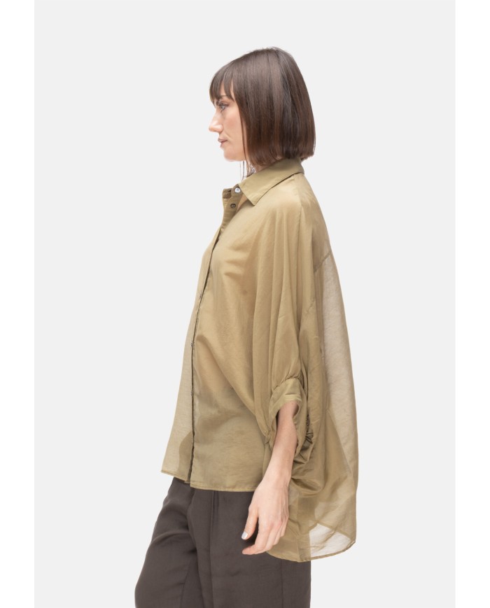 ROBERTO COLLINA Camicia donna oversize Verde militare