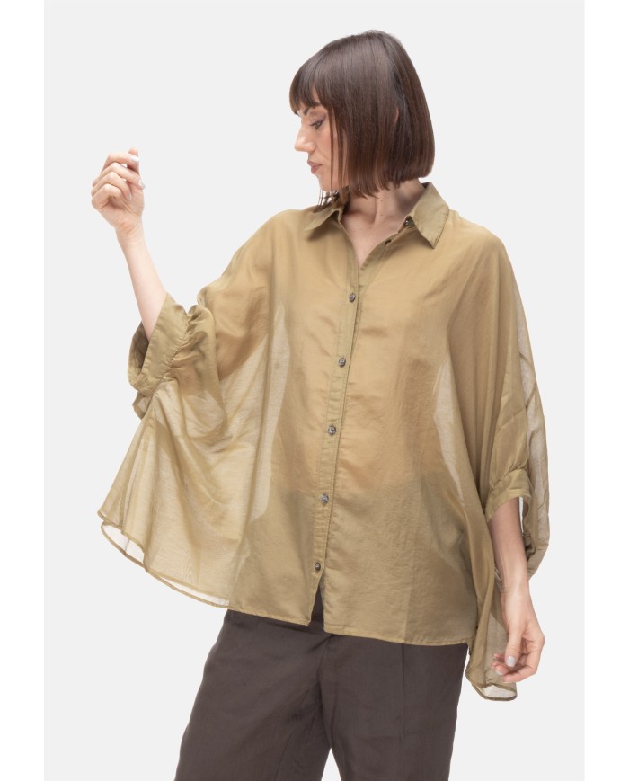 ROBERTO COLLINA Camicia donna oversize Verde militare