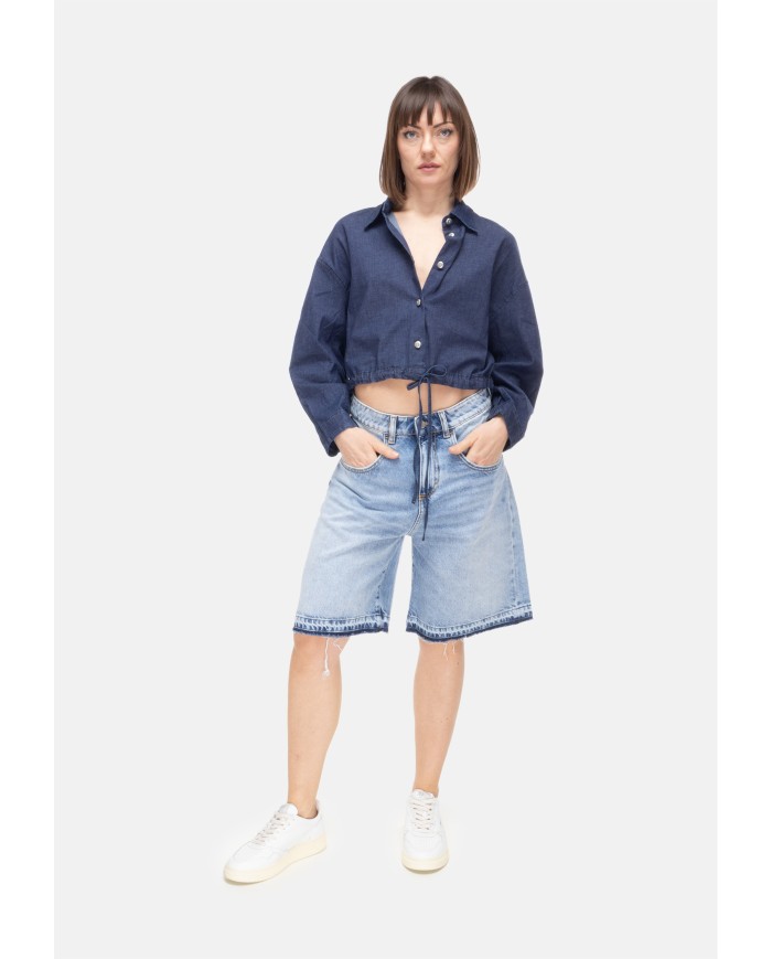 ICON DENIM Bermuda jeans donna blu