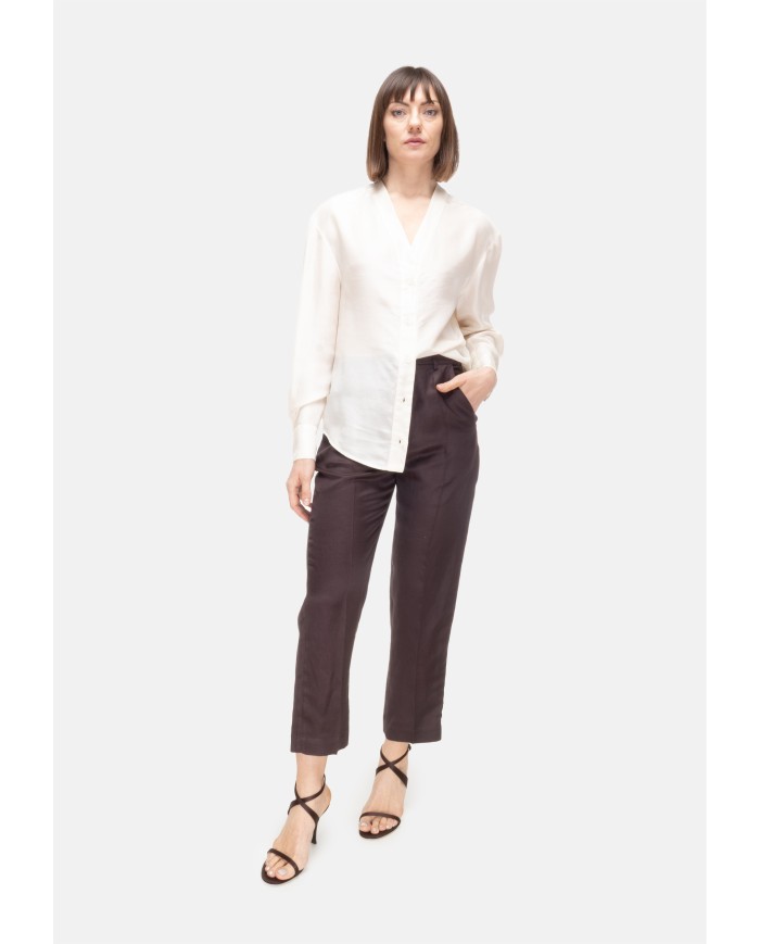 TELA Camicia over donna seta Gesso