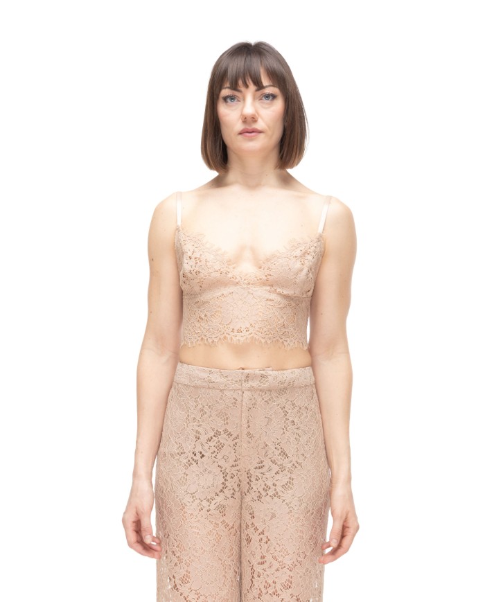 L'AGENCE Top donna pizzo beige
