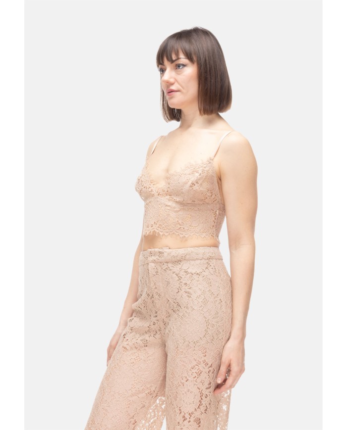 L'AGENCE Top donna pizzo beige