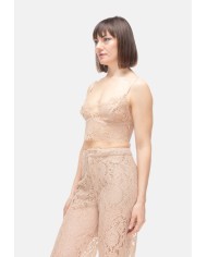 L'AGENCE Top donna pizzo beige