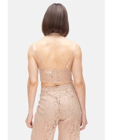 L'AGENCE Top donna pizzo beige