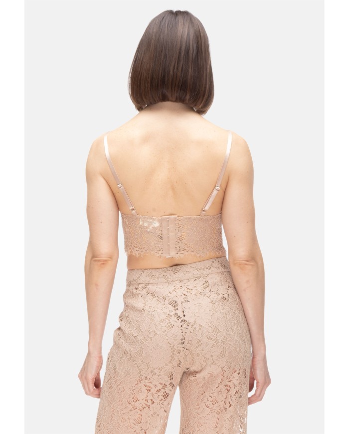 L'AGENCE Top donna pizzo beige
