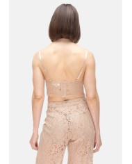 L'AGENCE Top donna pizzo beige