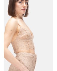L'AGENCE Top donna pizzo beige